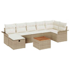 Gartensofa-set mit Kissen mit Speicher 8 pcs Beige Poly-Rattan