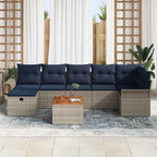Gartensofa-set mit Kissen mit Speicher 8 pcs Grau Poly-Rattan