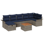 Gartensofa-set mit Kissen mit Speicher 8 pcs Grau Poly-Rattan