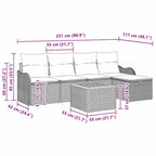 Gartensofa-set mit Kissen mit Speicher 6 pcs Grau Poly-Rattan