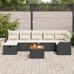 Gartensofa-set mit Kissen 8 pcs Schwarz Poly-Rattan