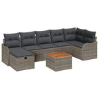 Gartensofa-set mit Kissen mit Speicher 8 pcs Grau Poly-Rattan