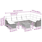Gartensofa-set mit Kissen mit Speicher 9 pcs Beige Poly-Rattan
