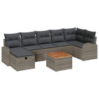 Gartensofa-set mit Kissen mit Speicher 8 pcs Grau Poly-Rattan
