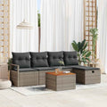 Gartensofa-set mit Kissen mit Speicher 6 pcs Grau Poly-Rattan