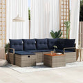 Gartensofa-set mit Kissen mit Speicher 7 pcs Grau Poly-Rattan