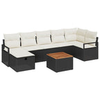 Gartensofa-set mit Kissen 8 pcs Schwarz Poly-Rattan
