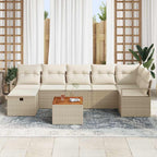 Gartensofa-set mit Kissen mit Speicher 8 pcs Beige Poly-Rattan