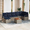 Gartensofa-set mit Kissen mit Speicher 8 pcs Grau Poly-Rattan