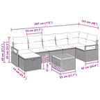 Gartensofa-set mit Kissen mit Speicher 8 pcs Grau Poly-Rattan