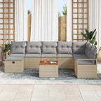 Gartensofa-set mit Kissen mit Speicher 9 pcs Beige Poly-Rattan