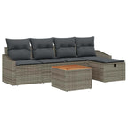 Gartensofa-set mit Kissen mit Speicher 6 pcs Grau Poly-Rattan