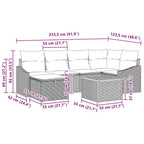 Gartensofa-set mit Kissen 7 pcs Schwarz Poly-Rattan