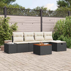 Gartensofa-set mit Kissen 6 pcs Schwarz Poly-Rattan