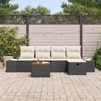 Gartensofa-set mit Kissen 6 pcs Schwarz Poly-Rattan