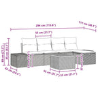 Gartensofa-set mit Kissen mit Speicher 6 pcs Grau Poly-Rattan