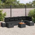 Gartensofa-set mit Kissen 8 pcs Schwarz Poly-Rattan