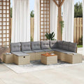 Gartensofa-set mit Kissen mit Speicher 9 pcs Beige Poly-Rattan