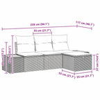 Gartensofa-set mit Kissen mit Speicher 4 pcs Beige Poly-Rattan