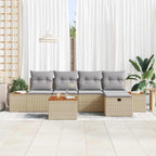 Gartensofa-set mit Kissen 6 pcs Beige Poly-Rattan