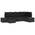 Gartensofa-set mit Kissen 6 pcs Schwarz Poly-Rattan