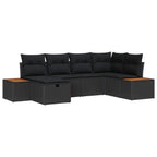 Gartensofa-set mit Kissen 6 pcs Schwarz Poly-Rattan