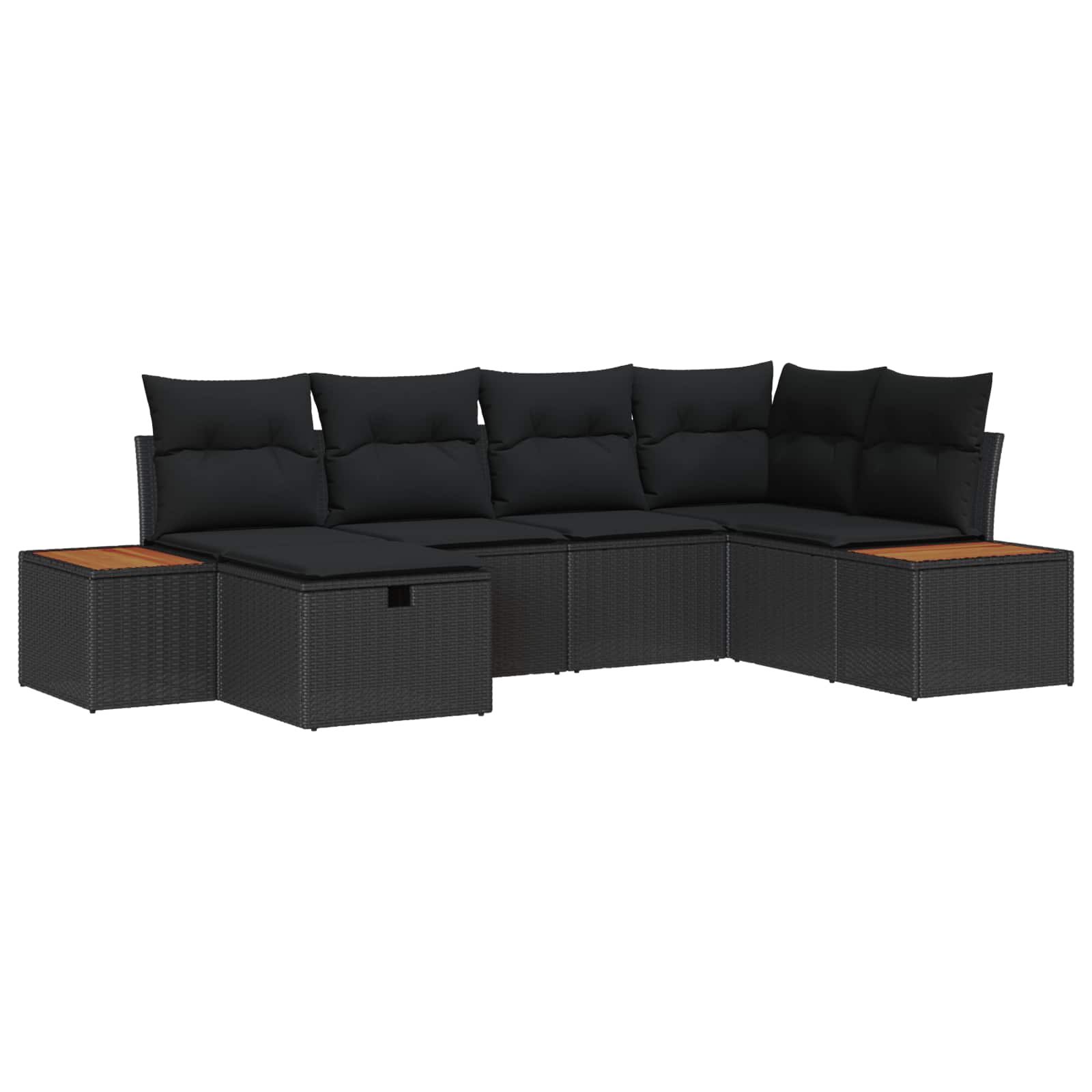 Gartensofa-set mit Kissen 6 pcs Schwarz Poly-Rattan