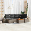 Gartensofa-set mit Kissen 7 pcs Grau Poly-Rattan