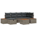 Gartensofa-set mit Kissen 7 pcs Grau Poly-Rattan