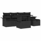 Gartensofa-set mit Kissen 6 pcs Schwarz Poly-Rattan