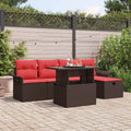 Gartensofa-set mit Kissen mit Speicher 6 pcs Braun Poly-Rattan