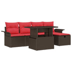 Gartensofa-set mit Kissen mit Speicher 6 pcs Braun Poly-Rattan