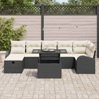 Garten-Sofa-Set mit Kissen 8 pcs Schwarz Poly Rattan