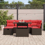 Garten-Sofa-Set mit Kissen mit Speicher 7 pcs Braun Poly Rattan