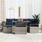 Gartensofa-set mit Kissen mit Speicher 7 pcs Poly-Rattan