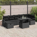 Garten-Sofa-Set mit Kissen 8 pcs Schwarz Poly Rattan