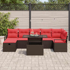Garten-Sofa-Set mit Kissen mit Speicher 8 pcs Braun Poly Rattan