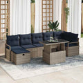 Garten-Sofa-Set mit Kissen mit Speicher 8 pcs Grau Poly Rattan