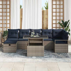 Garten-Sofa-Set mit Kissen mit Speicher 8 pcs Grau Poly Rattan