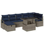 Garten-Sofa-Set mit Kissen mit Speicher 8 pcs Grau Poly Rattan
