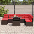 Gartensofa-set mit Kissen mit Speicher 9 pcs Poly-Rattan