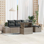 Garten-Sofa-Set mit Kissen mit Speicher 6 pcs Poly Rattan