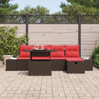 Gartensofa-set mit Kissen mit Speicher 6 pcs Poly-Rattan