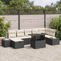 Garten-Sofa-Set mit Kissen 8 pcs Schwarz Poly Rattan