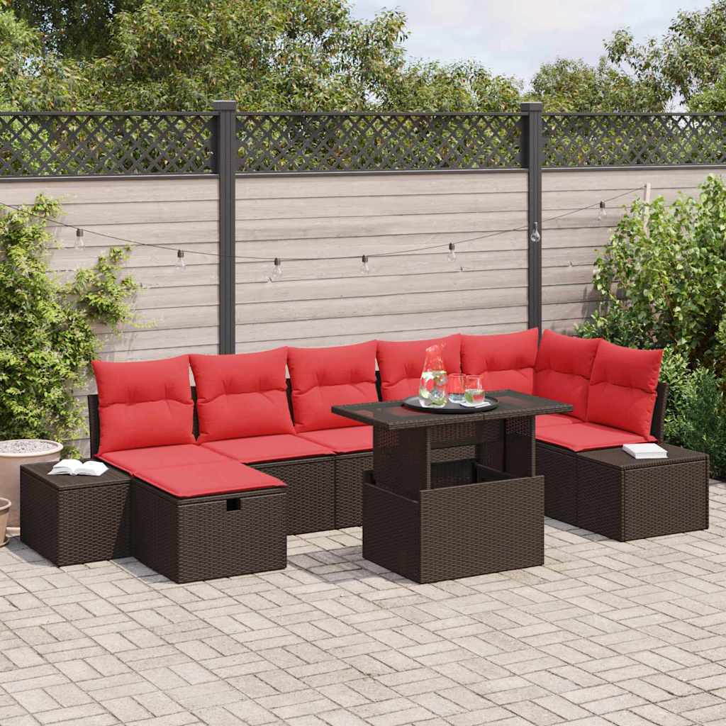 Gartensofa-set mit Kissen mit Speicher 8 pcs Poly-Rattan