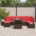 Gartensofa-set mit Kissen mit Speicher 8 pcs Poly-Rattan