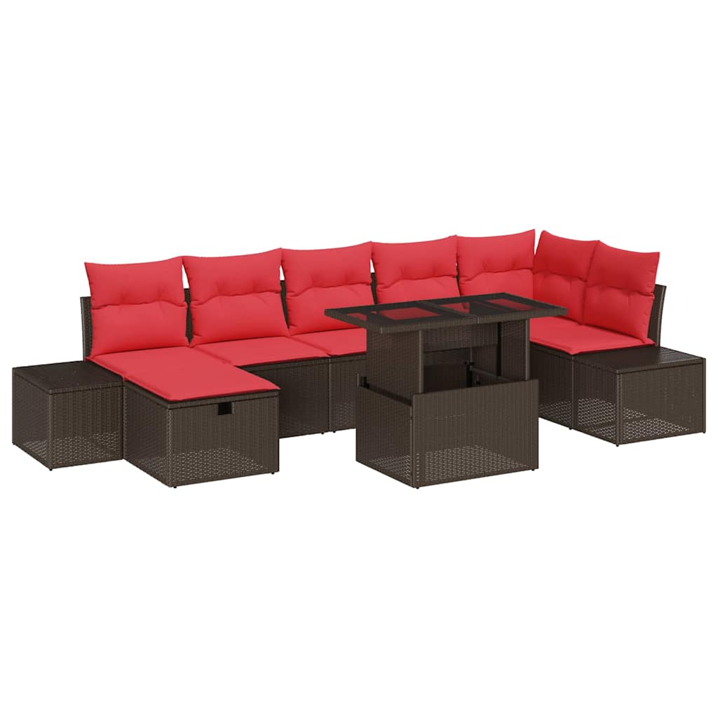 Gartensofa-set mit Kissen mit Speicher 8 pcs Poly-Rattan