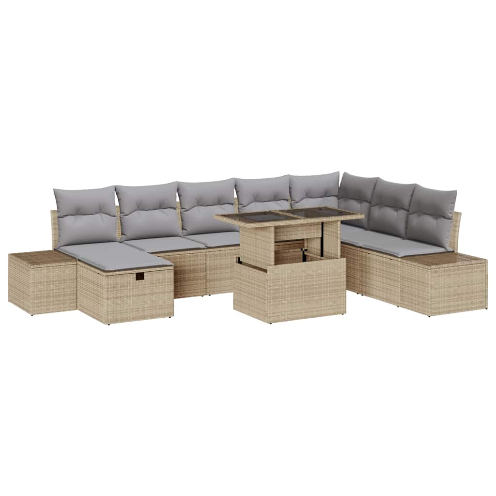 Garten-Sofa-Set 11 pcs Beige Poly Rattan