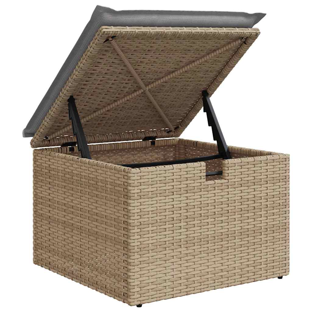 Gartensofa-set mit Kissen mit Speicher 7 pcs Beige Poly-Rattan