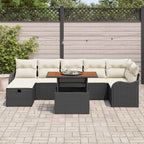 Gartensofa-set mit Kissen 8 pcs Schwarz Poly-Rattan